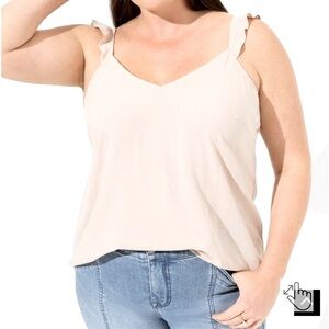 🤎🤎Torrid Washable Crinkle Gauze V-Neck Ruffle Strap Tank